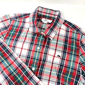 Vineyard Vines Women’s Plaid Long Sleeve  Button Up Shirt Size 4 Red Green White